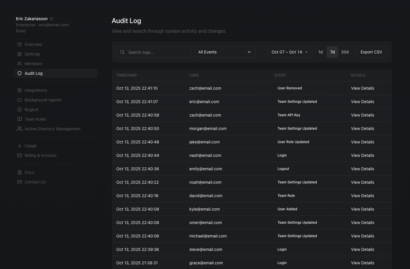 Audit Log