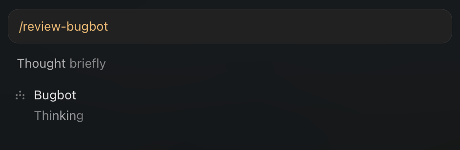 Running the /review-bugbot skill from the agent input