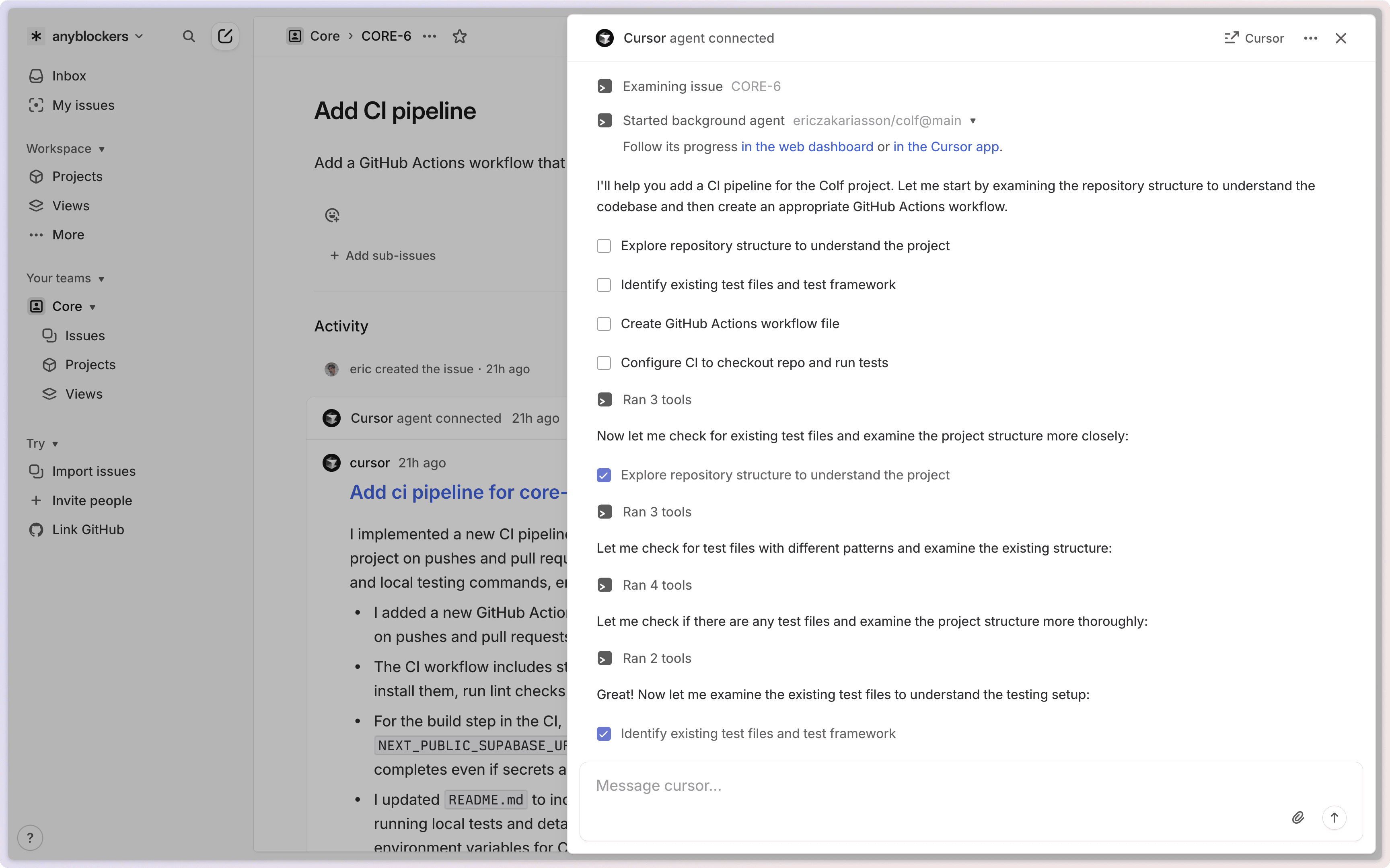 Cloud Agent status updates in Linear