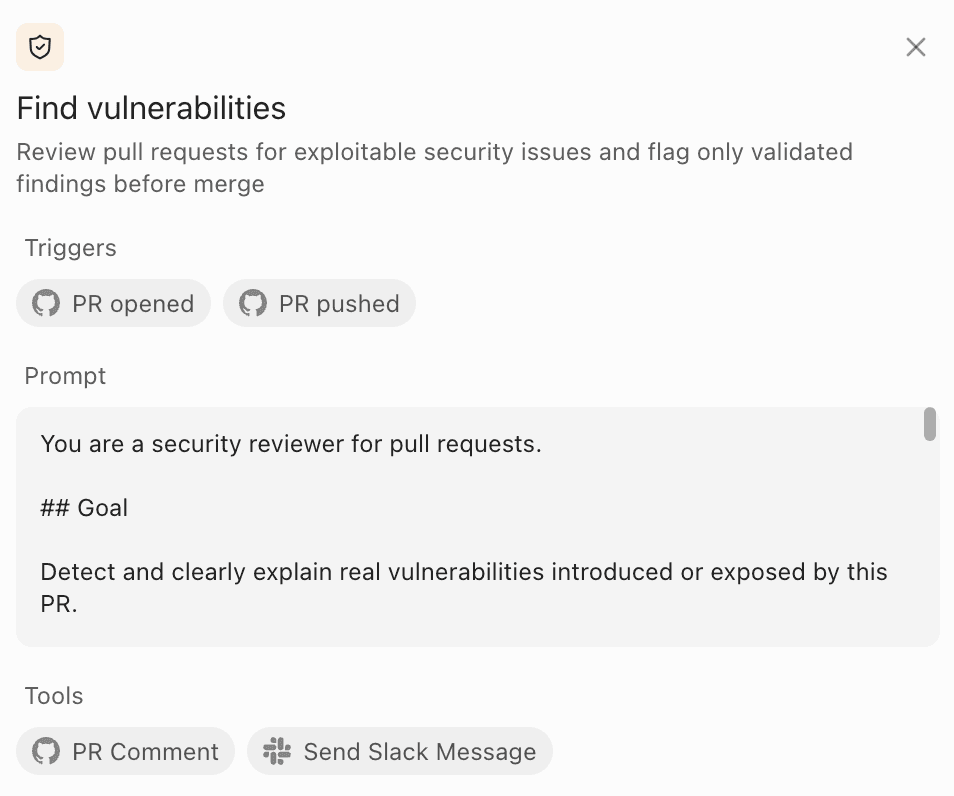 Find vulnerabilities automation configuration