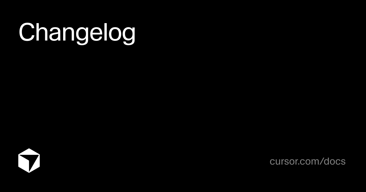 Changelog | Agent SDK | Cursor Docs