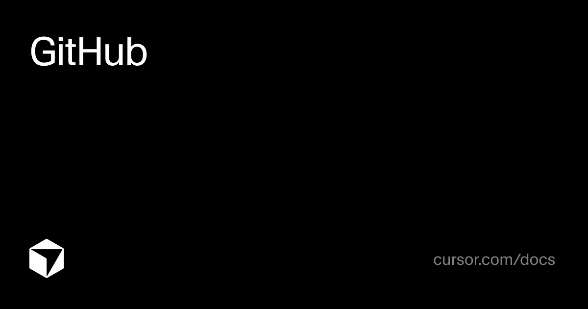 GitHub | Agent SDK | Cursor Docs