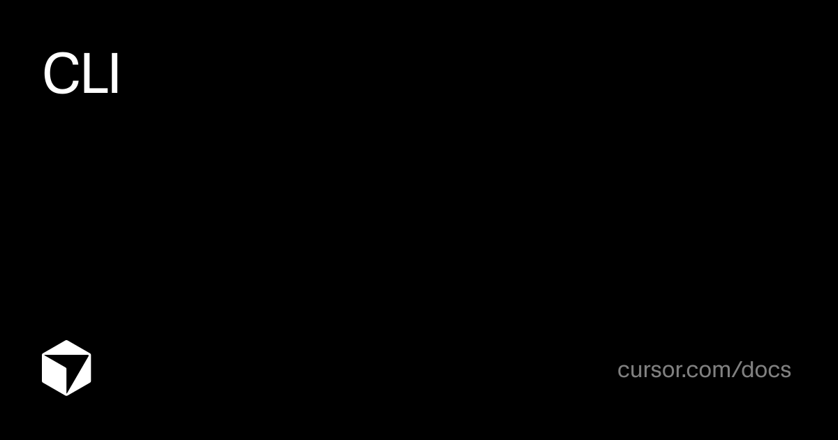 CLI | Agent SDK | Cursor Docs