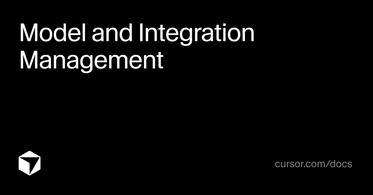 Model and Integration Management | Cursor Docs