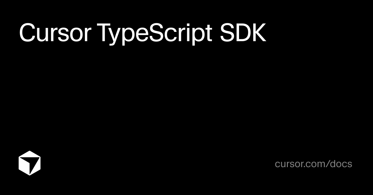 Cursor TypeScript SDK — Cursor TypeScript SDK lets you create and manage Cursor agents programmatically with the…